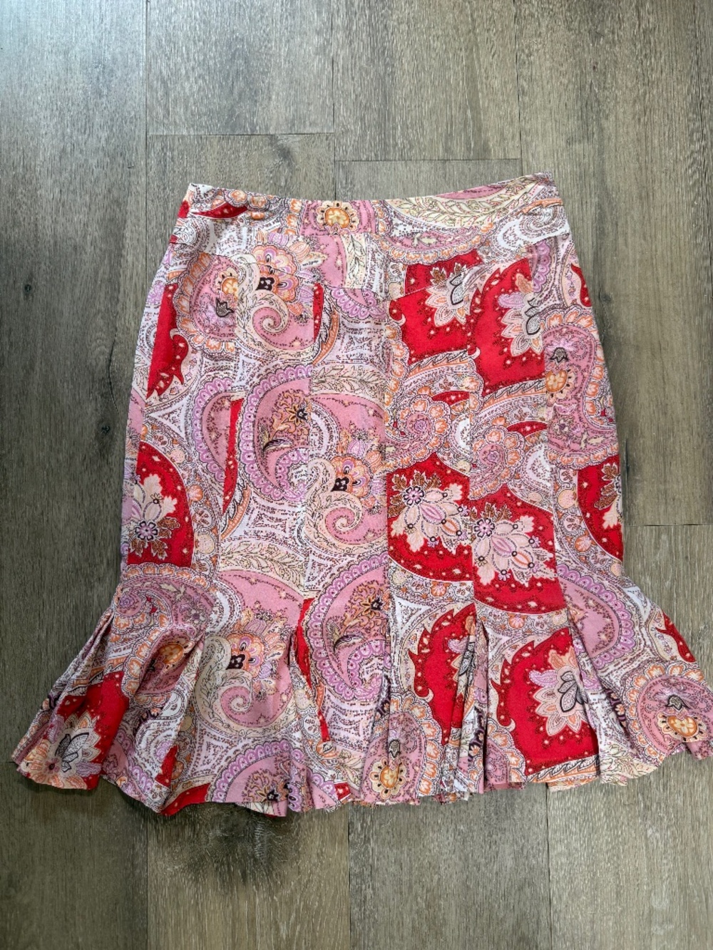 Vintage Y2K 100% Silk Paisley Flounce Skirt
